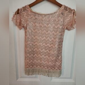 Vintage Peach and Cream Lace Top